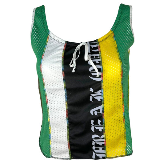Miss Sixty Green & Yellow Jersey Mesh Patchwork Top - Outfit Repeater