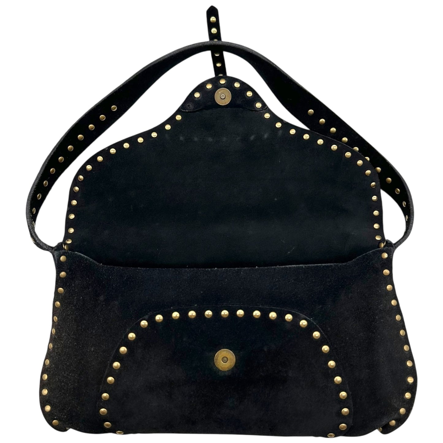 Celine Black Suede & Gold Studded Poulbot Bag