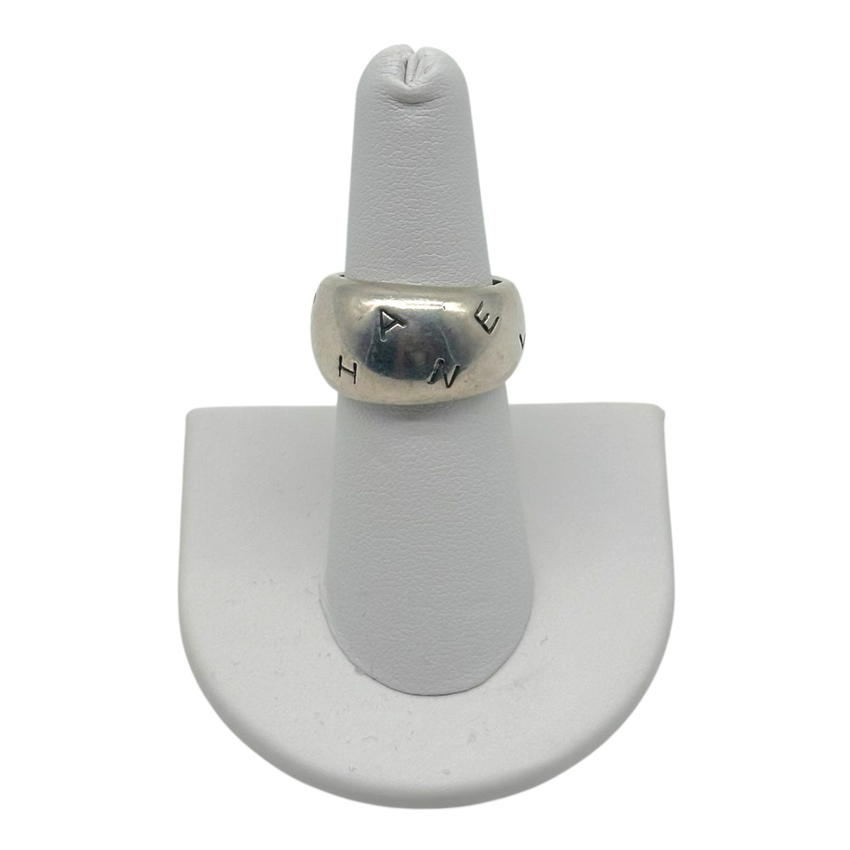 Chanel 925 Sterling Silver Spell-Out Logo Ring