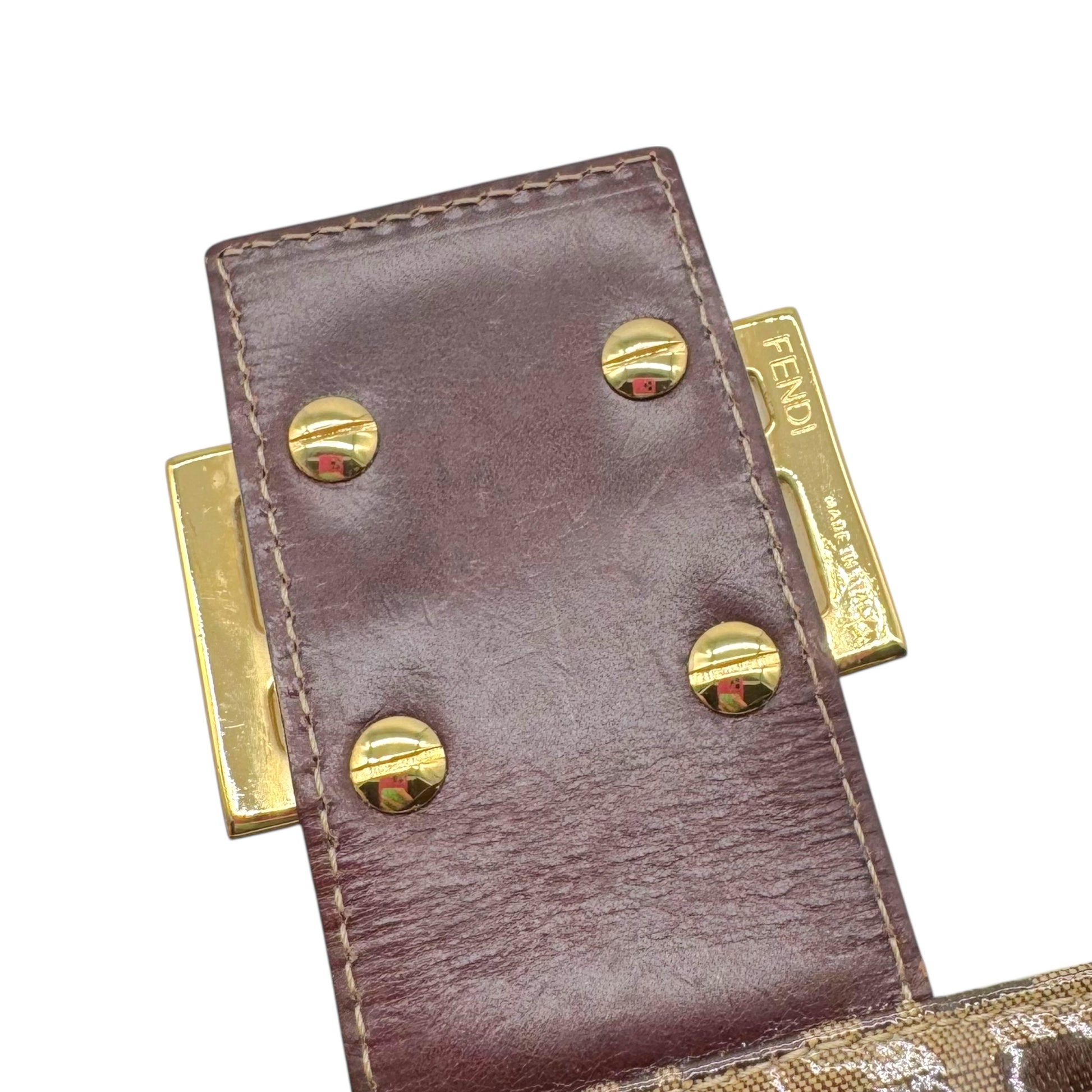 Fendi Tan Zucchino Monogram Coated Fold-Over Baguette Bag - Outfit Repeater