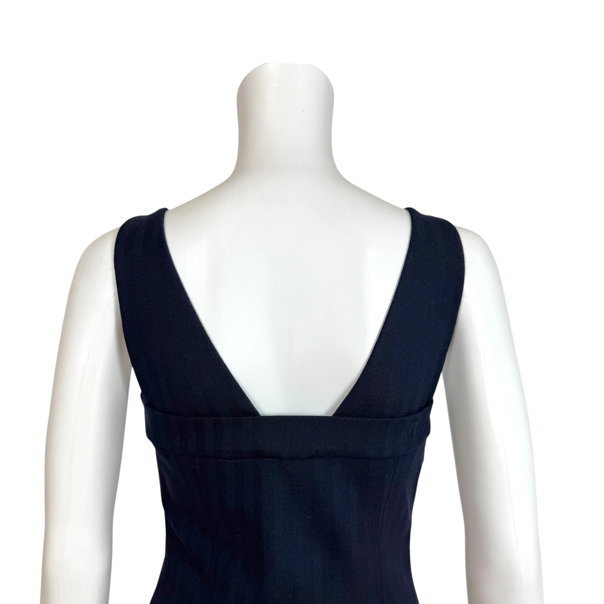 Christian Dior Navy Blue Wool Midi Dress Multi-Zip