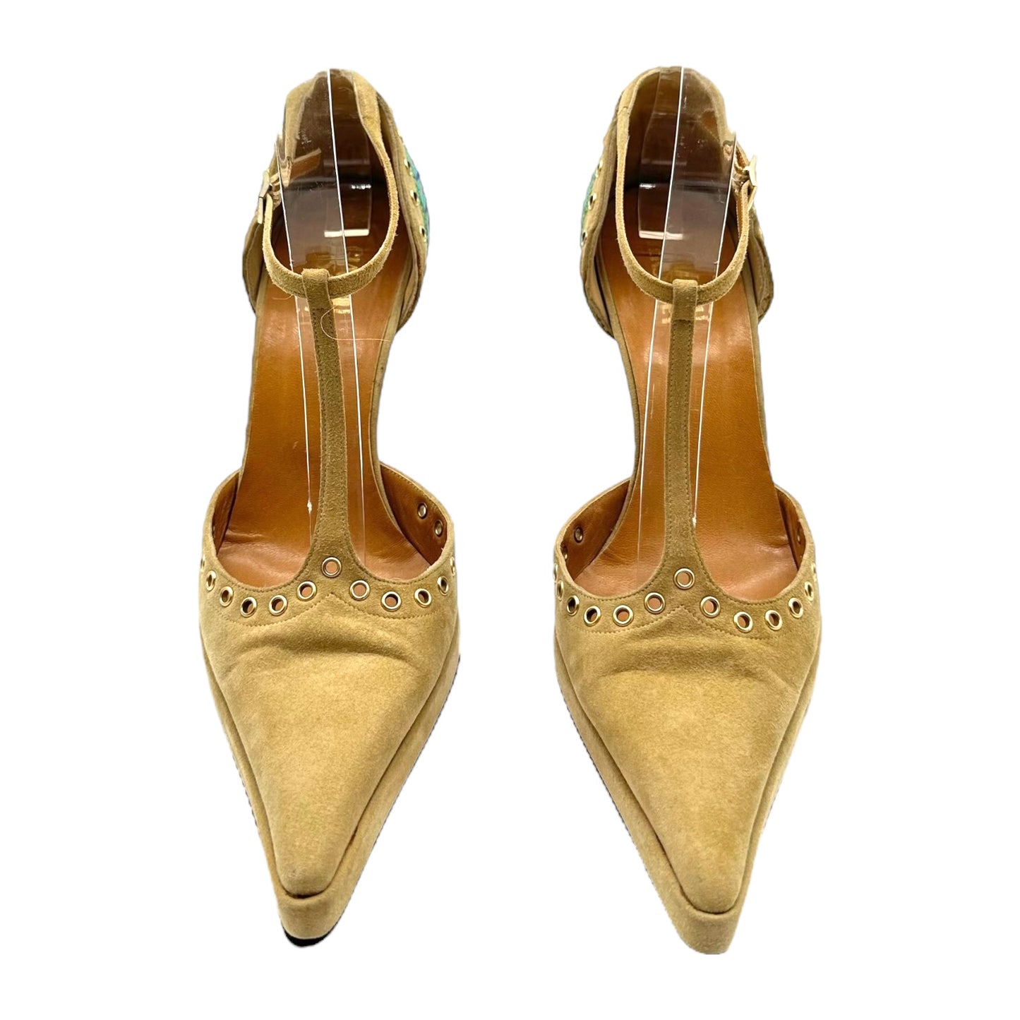 Versace Suede Embroidered Heel Pumps