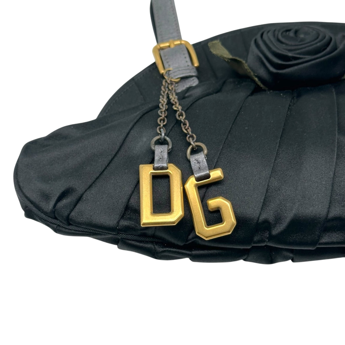 Dolce & Gabbana Black Silk Mini Handbag With Rosette Detail