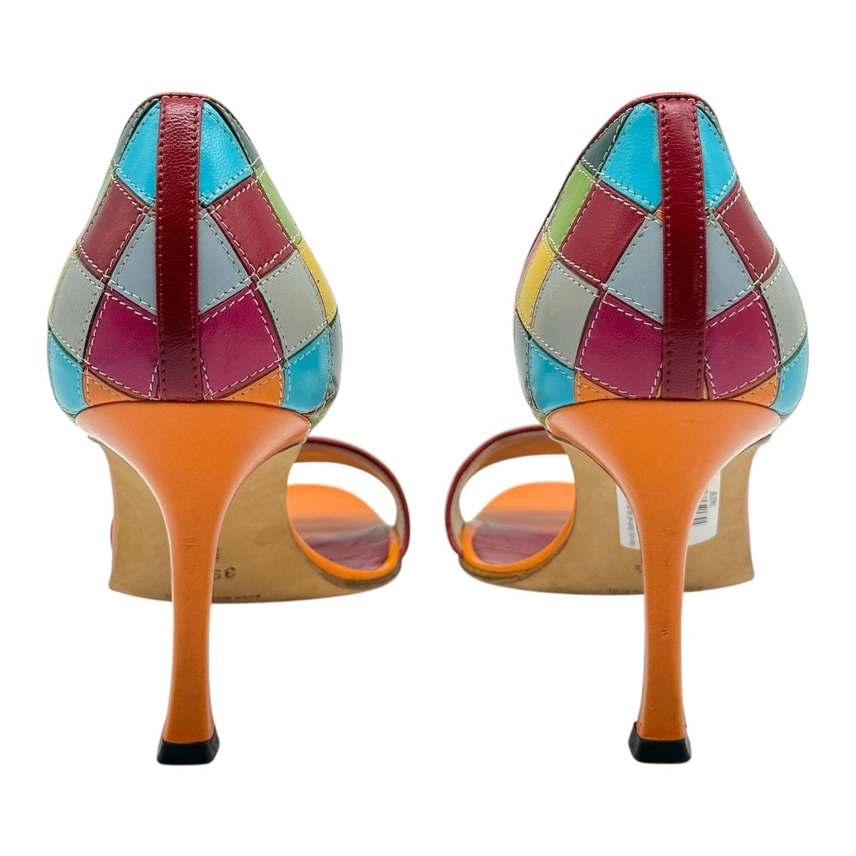 Manolo Blahnik Multicolor Patchwork Leather D'Orsay Sandal Heels