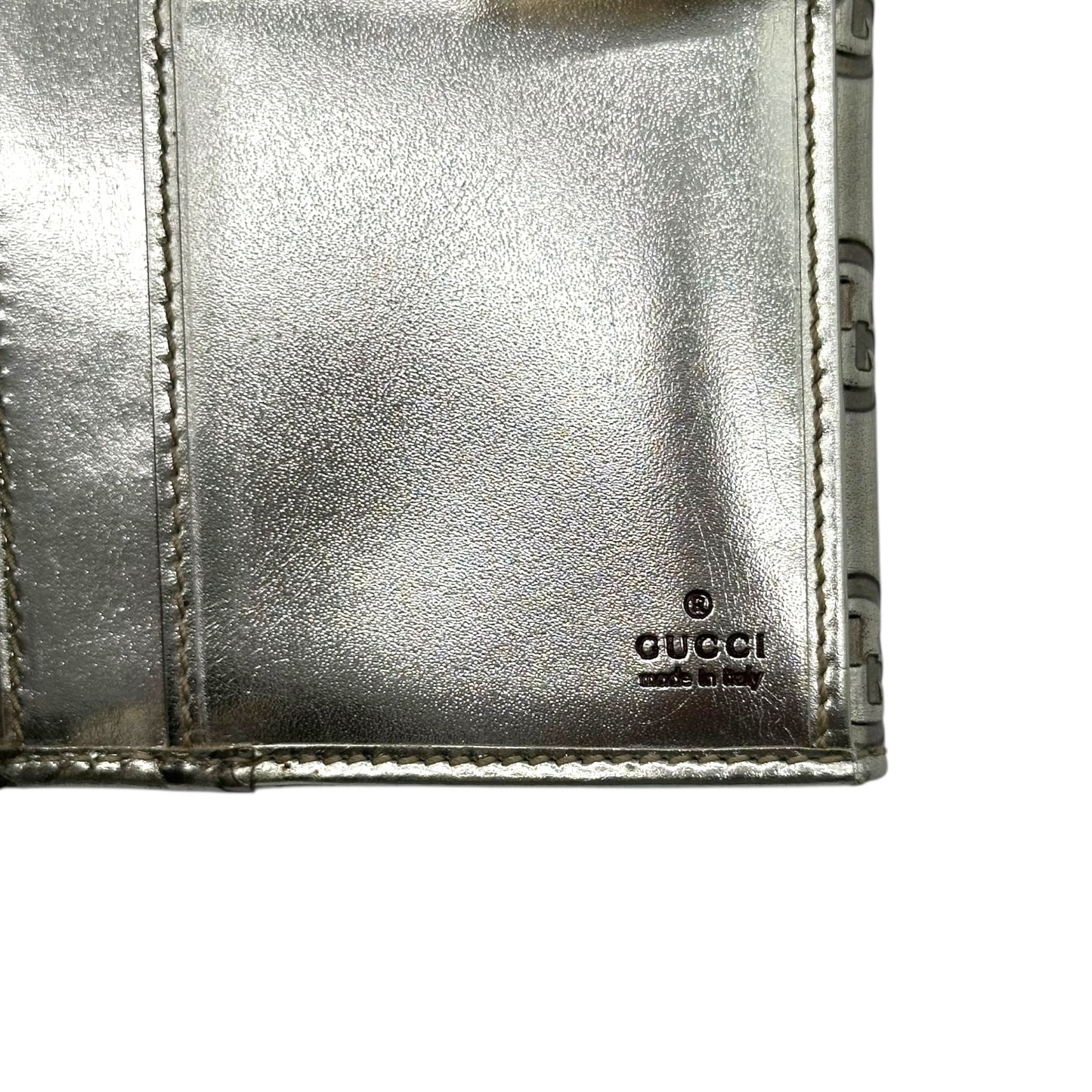 Gucci Silver Guccissima Embossed Monogram Long Wallet