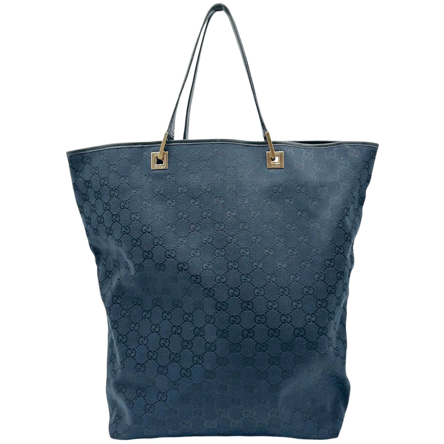 Gucci Black Monogram & Gold Hardware Large Tote Bag