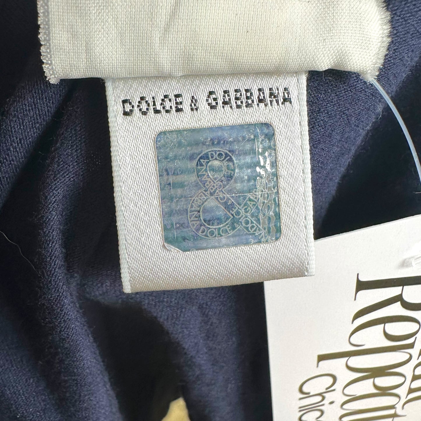 D&G Dolce & Gabbana Navy Blue Beaded Football Graphic T-Shirt
