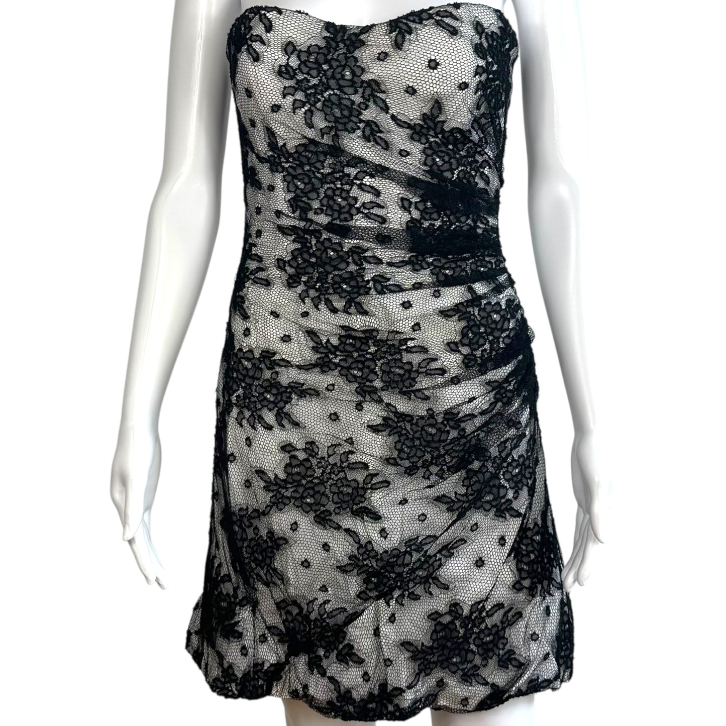 D&G Dolce & Gabbana Black & White Lace Corset Mini Dress