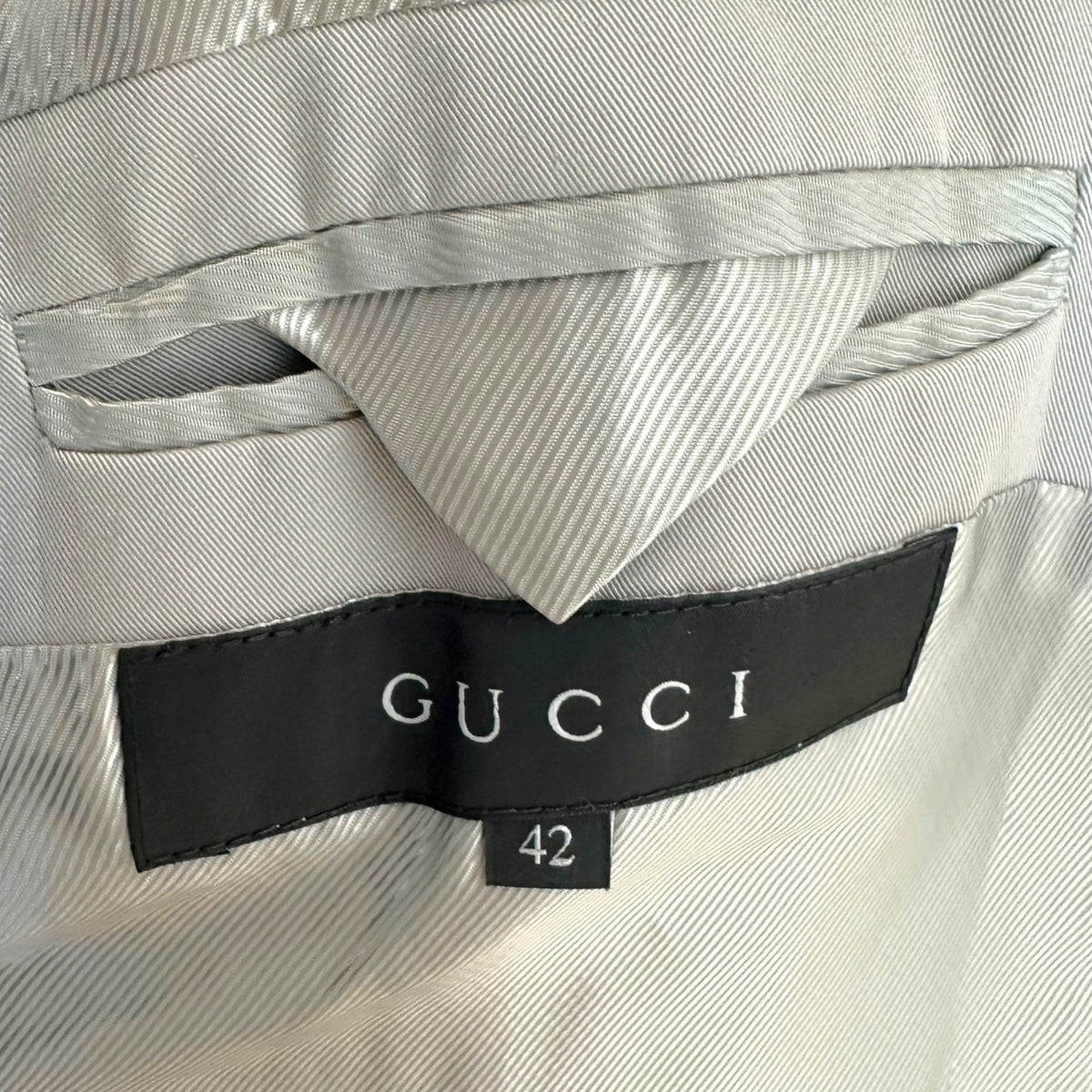 Gucci Light Gray Trench Coat with Gold GG Logo Belt