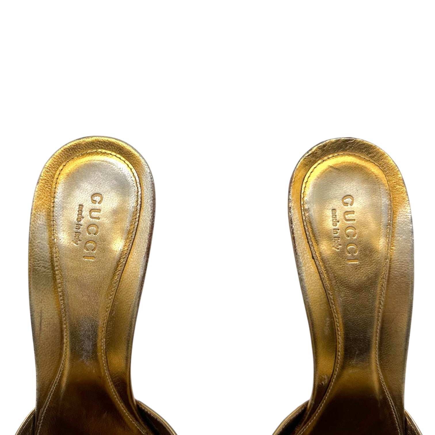 Gucci Gold Python Heeled Mule Sandals