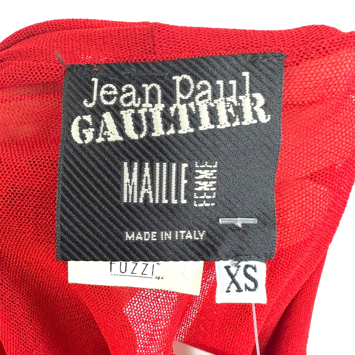 Jean Paul Gaultier Red Mesh Batwing Sleeve Wrap Top