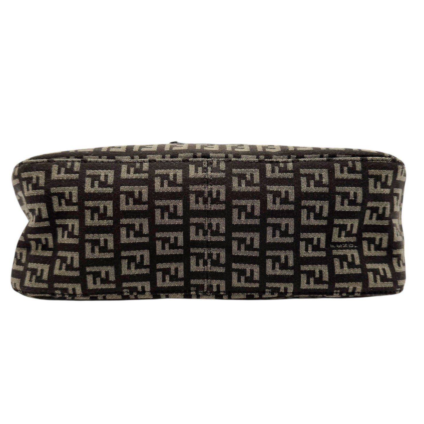 Fendi Brown Zucchino Monogram Fold-Over Baguette Bag