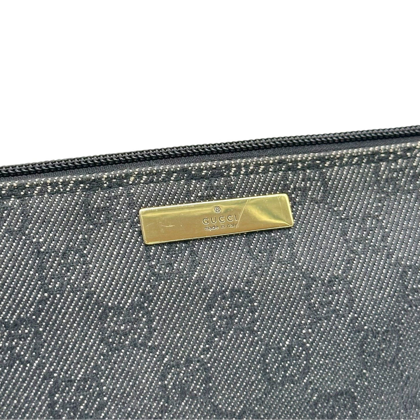 Gucci Gray Denim Monogram Boat Pochette Mini Bag