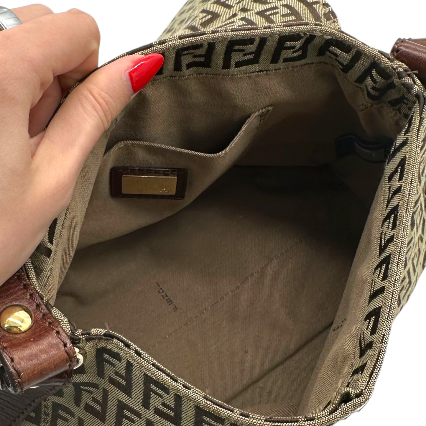 Fendi Brown & Tan Zucchino Monogram Logo Charm Shoulder Bag - Outfit Repeater