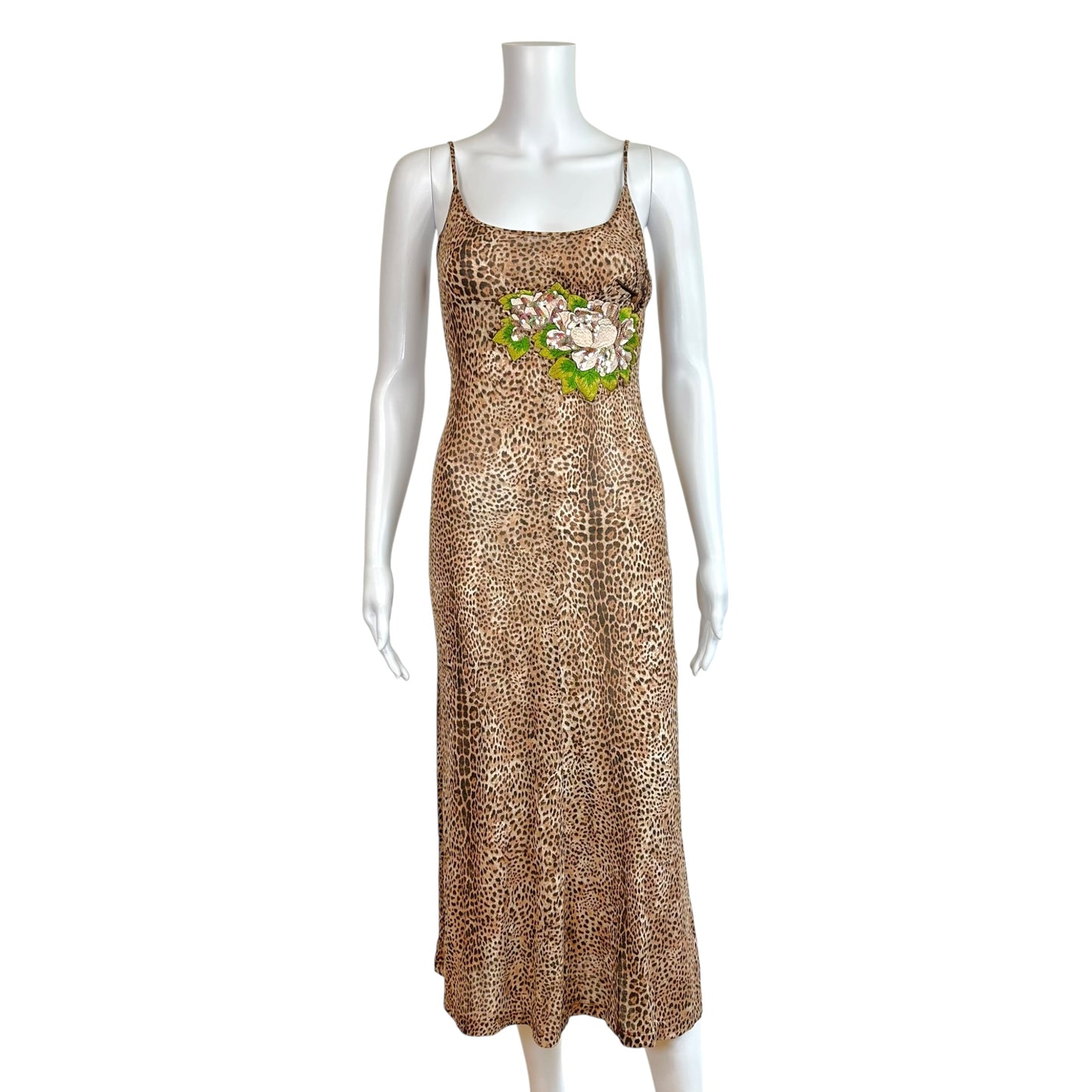Just Cavalli Roberto Cavalli Metallic Leopard & Sequin Floral Midi Dress