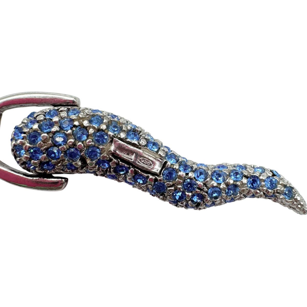 Dolce & Gabbana Sterling Silver & Blue Crystal Horn Necklace