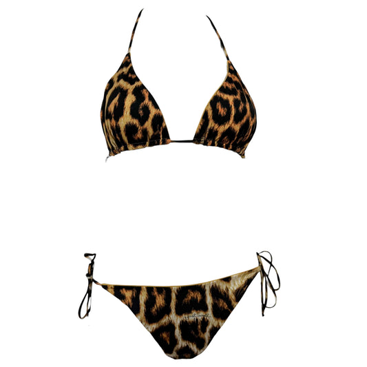Roberto Cavalli Leopard Print Gold Reversible Bikini Set