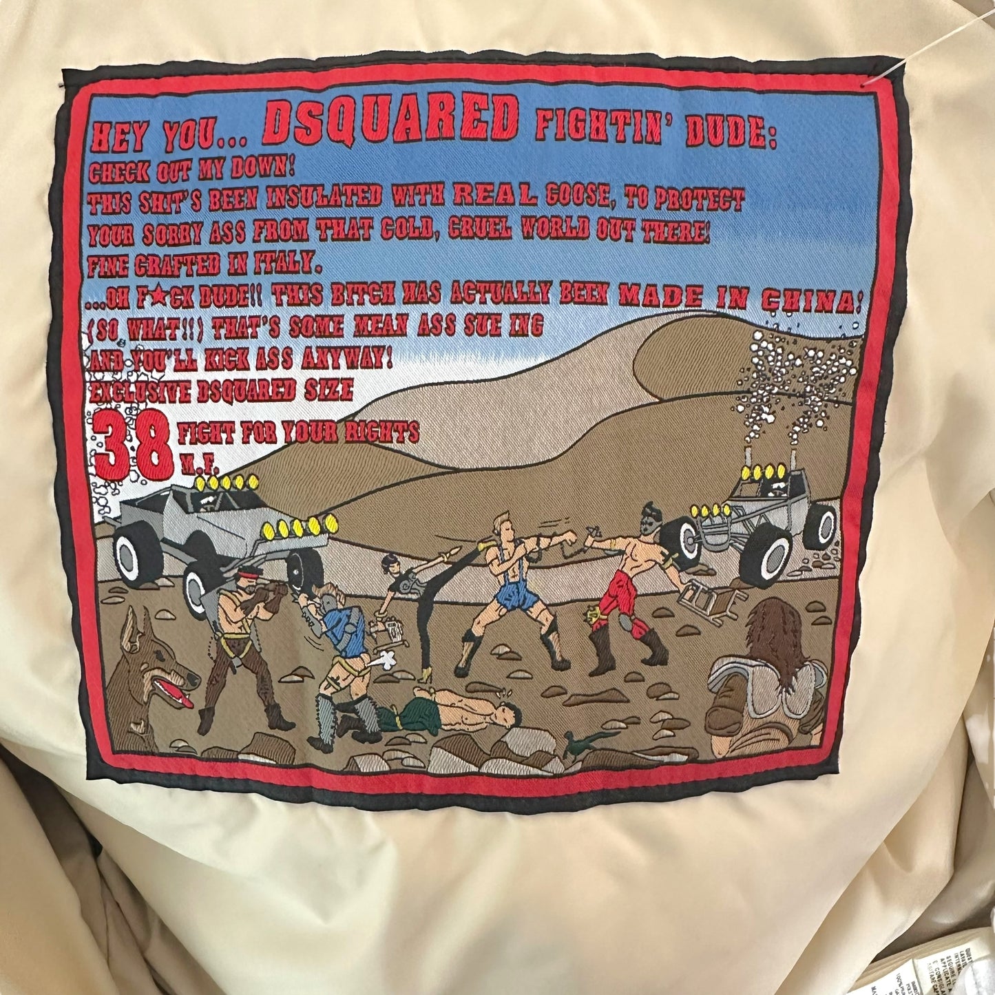 Dsquared2 Fox Fur Trim Down Fill Bomber Jacket