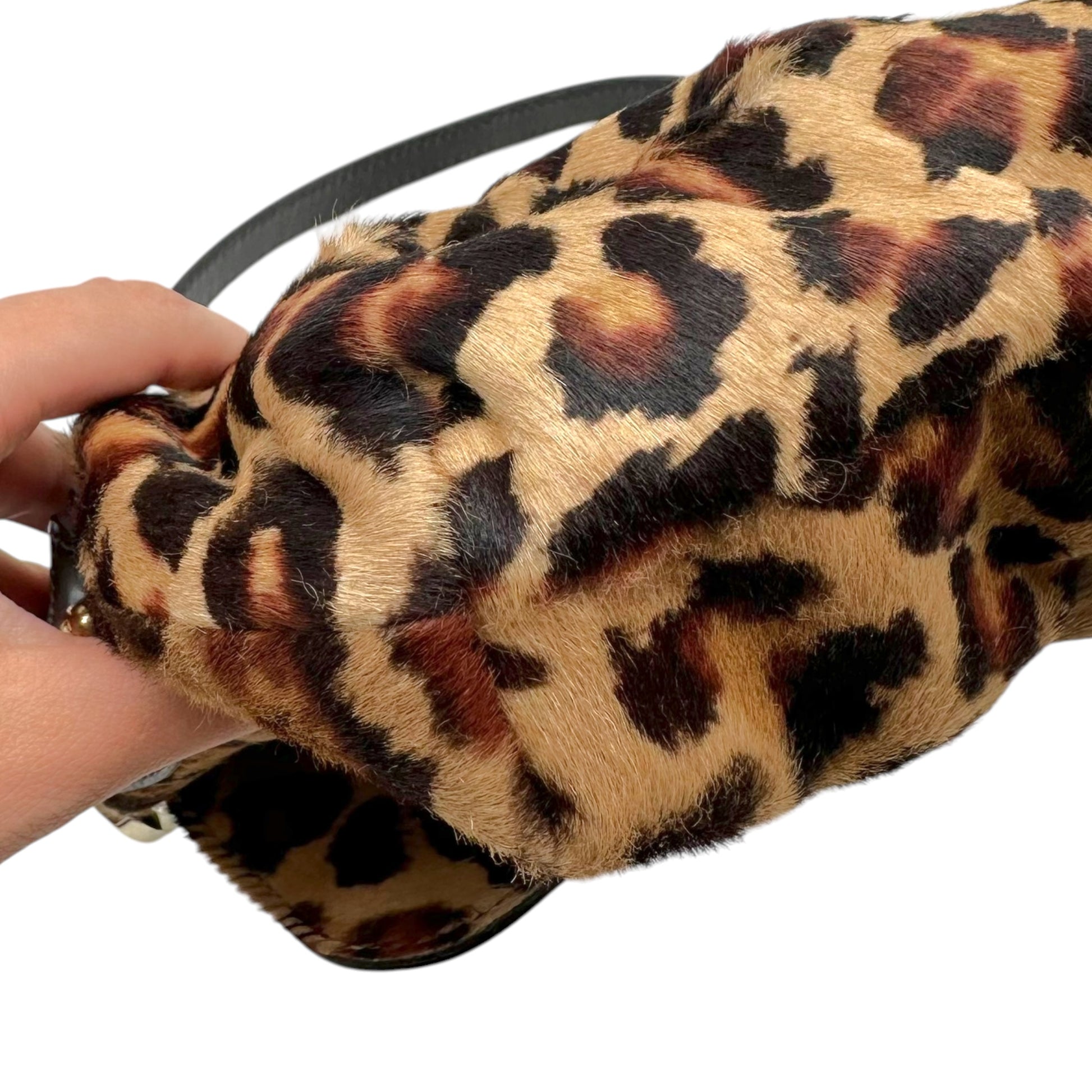 Fendi Leopard Print Ponyhair Shoulder Bag