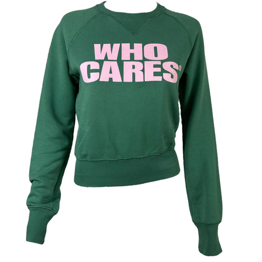 Dsquared2 2004 Green & Pink 'Who Cares' Cropped Sweatshirt