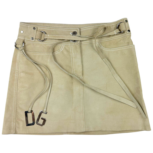 Dolce & Gabbana Suede Mini Skirt w/ Logo Charms