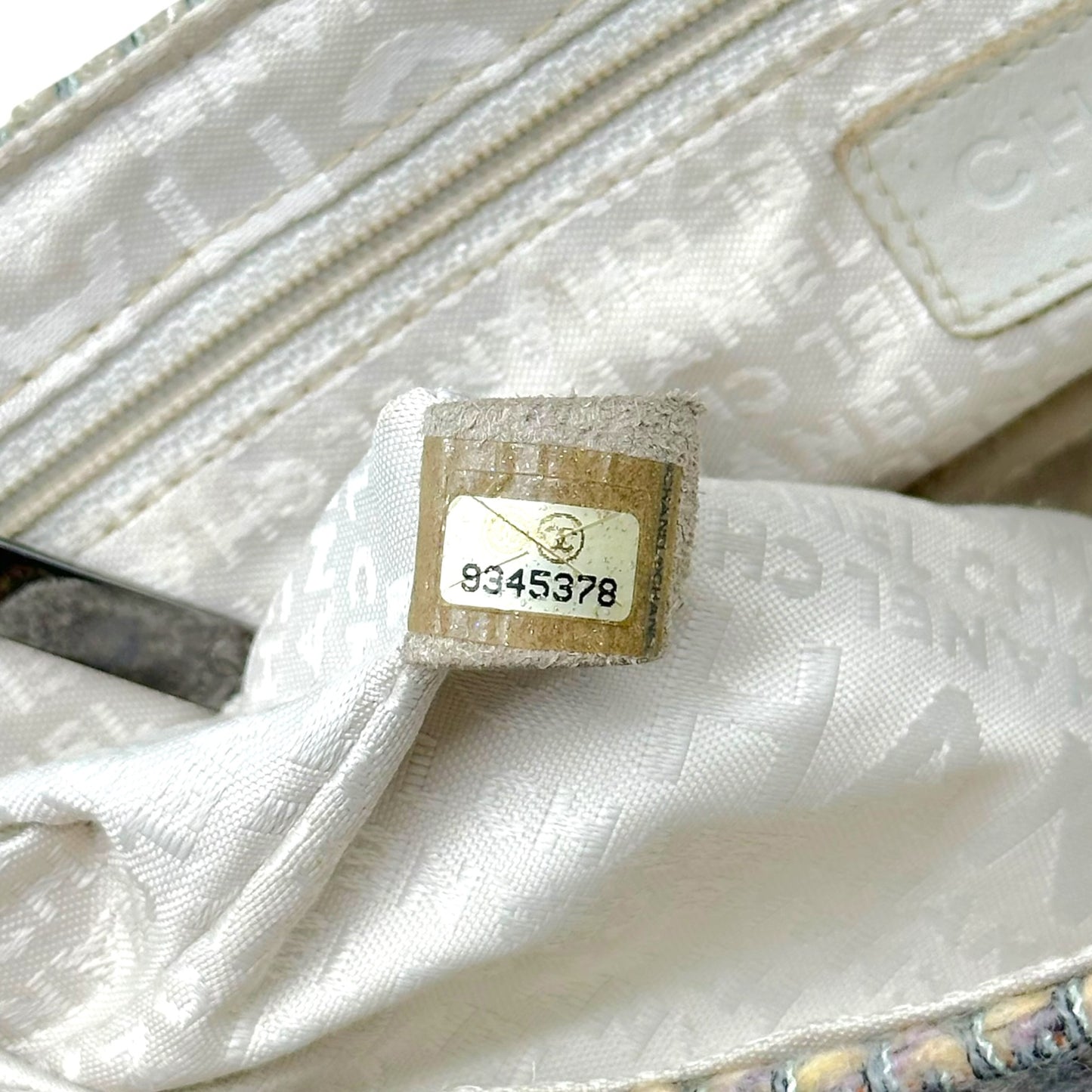 Chanel Medium Flap Shoulder Bag Silver Metallic Pastel Tweed