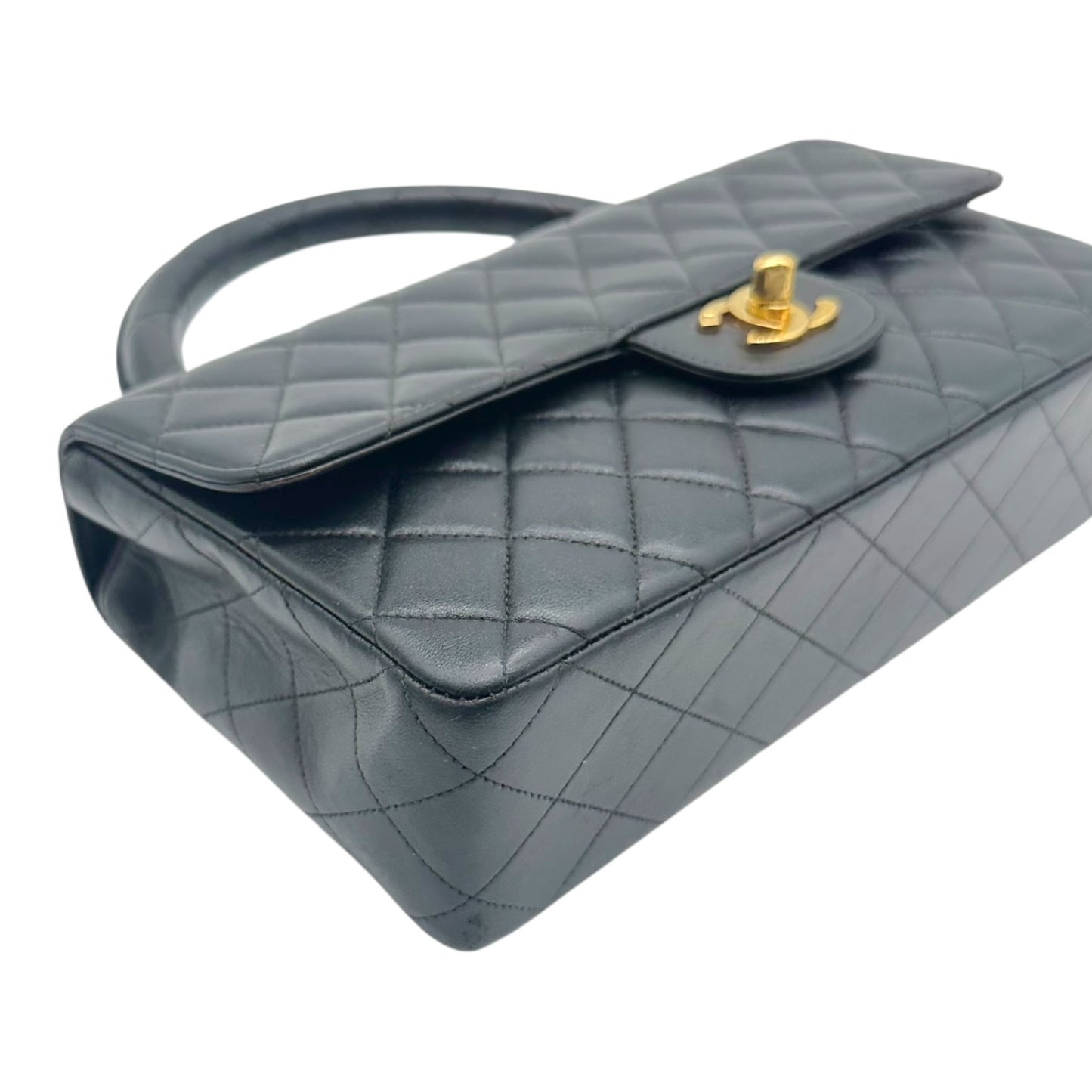 Chanel Black Lambskin Top Handle Flap Bag
