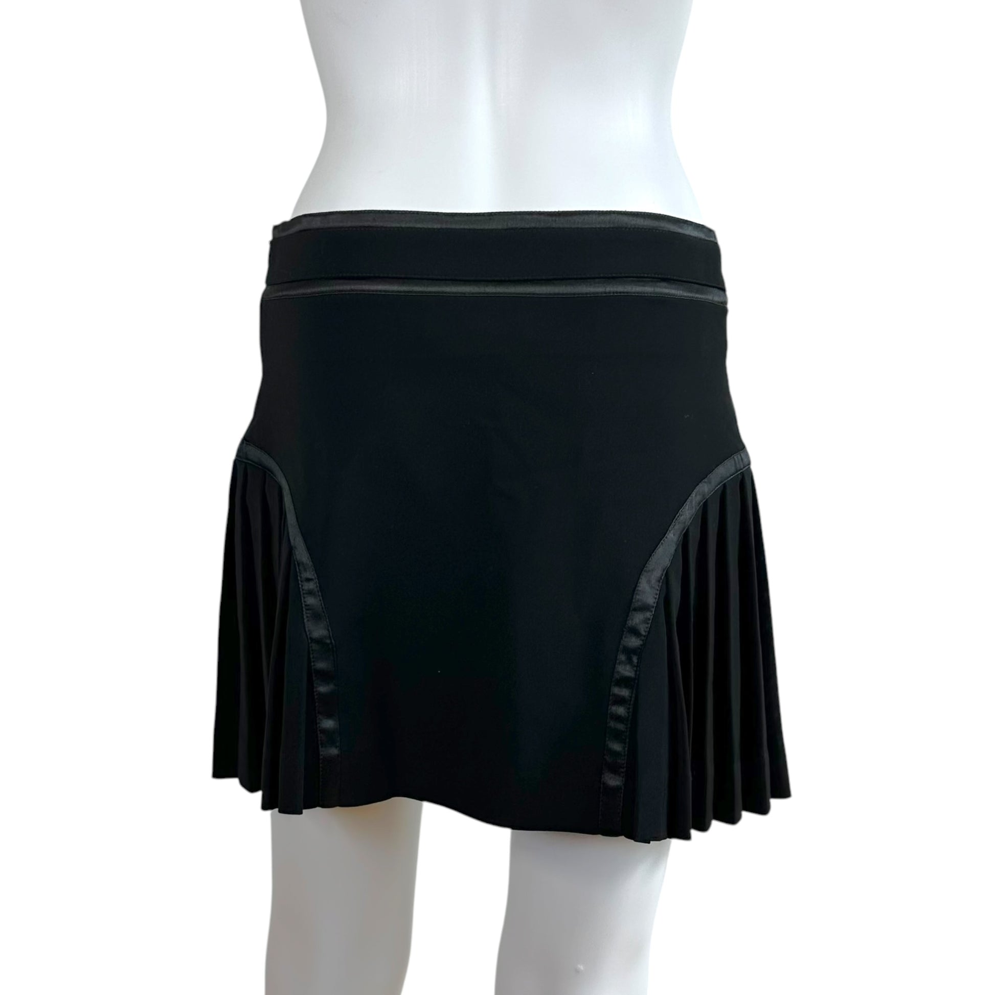 Versace Jeans Black Pleated Mini Skirt With Waist Cut-Out