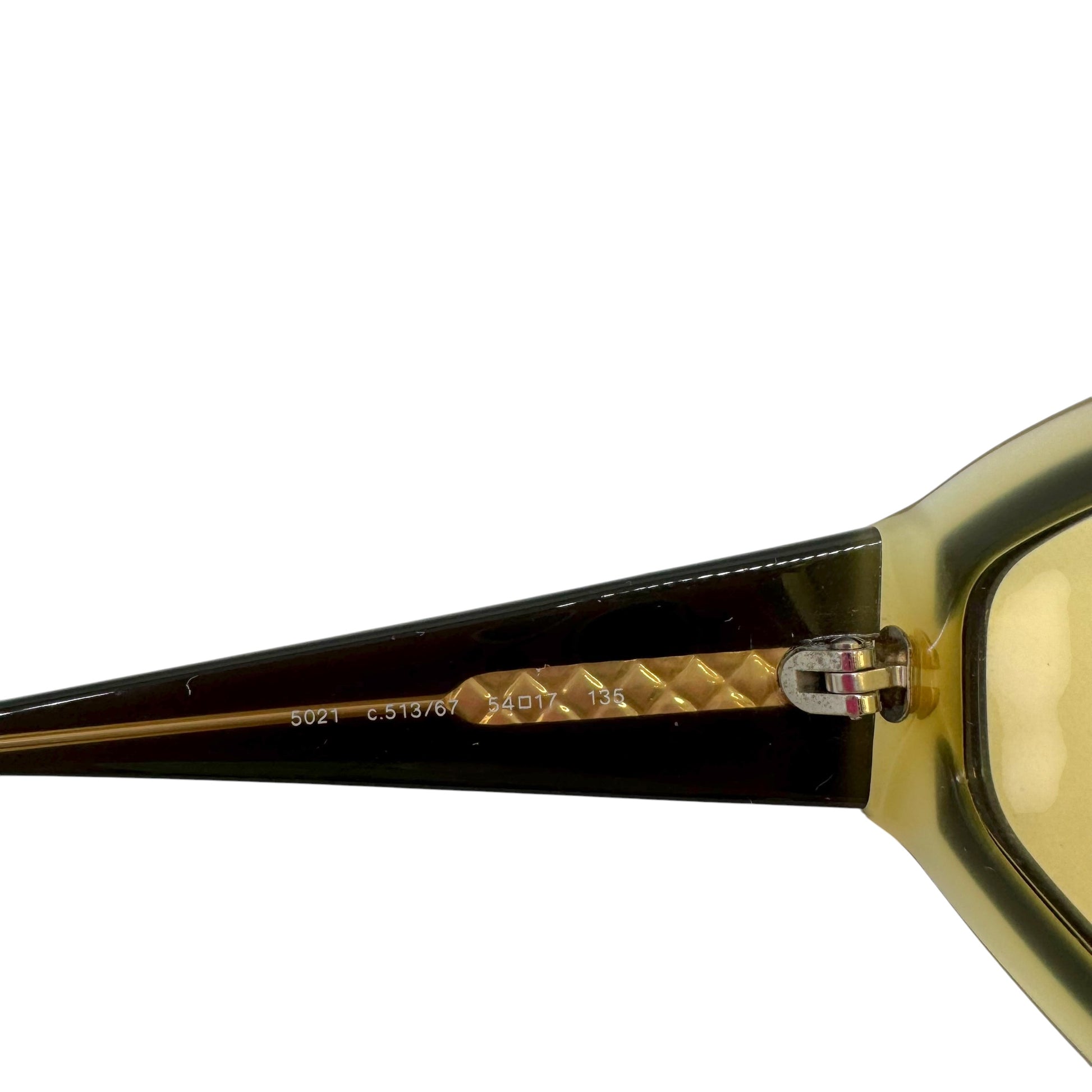 Chanel Oval Sunglasses Black Yellow Logo Arms
