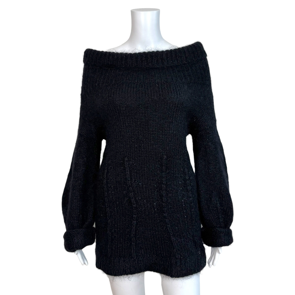 Gucci Black Mohair Knit Off-Shoulder Sweater