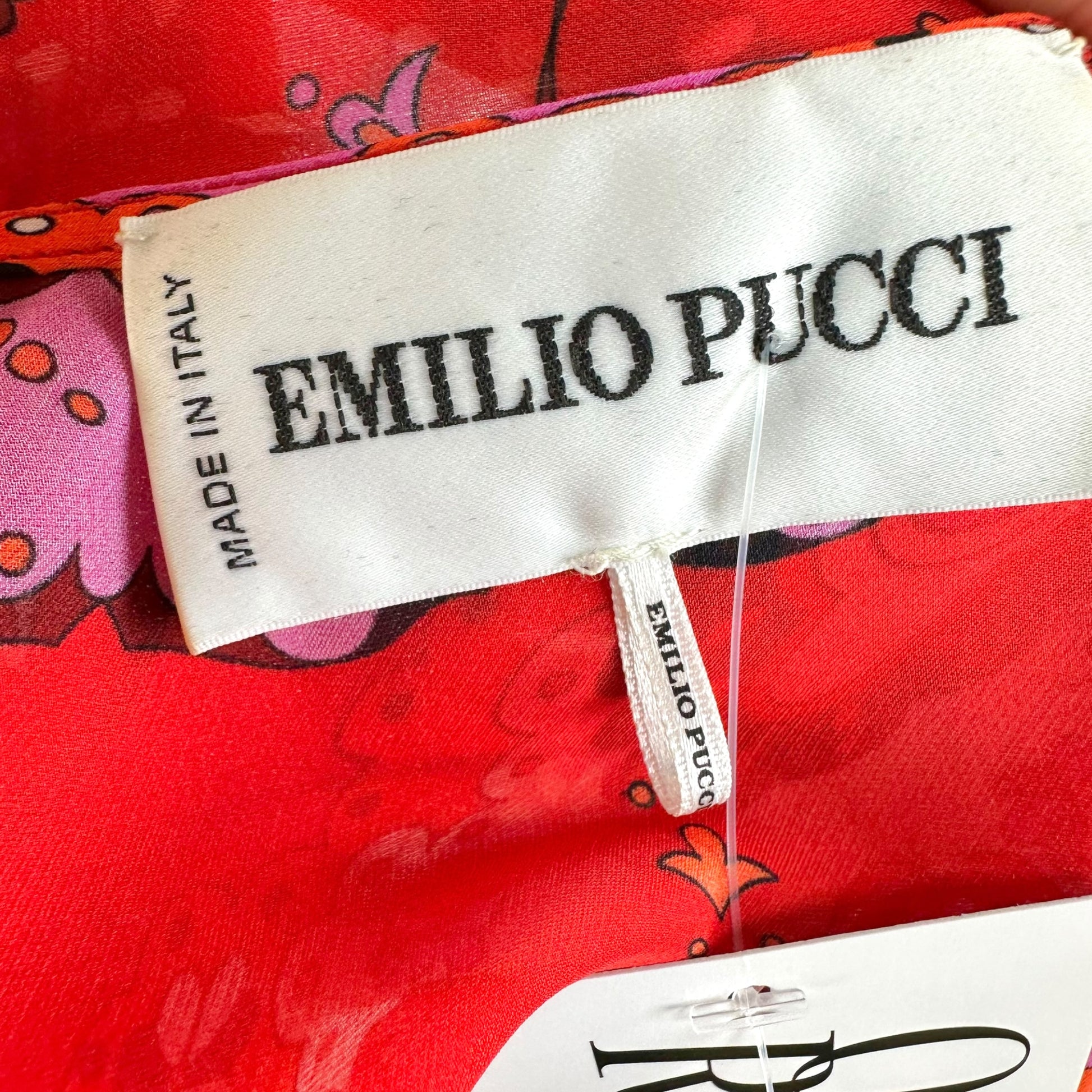 Emilio Pucci Pink Red Printed Asymmetrical Silk Mini Dress