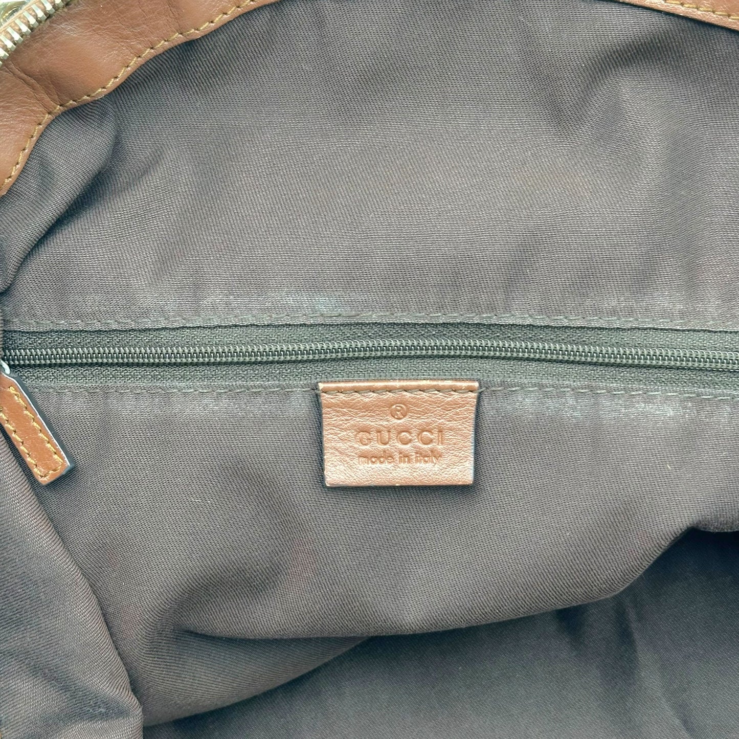 Gucci Tan Monogram & Brown Leather Sukey 2-Way Bag