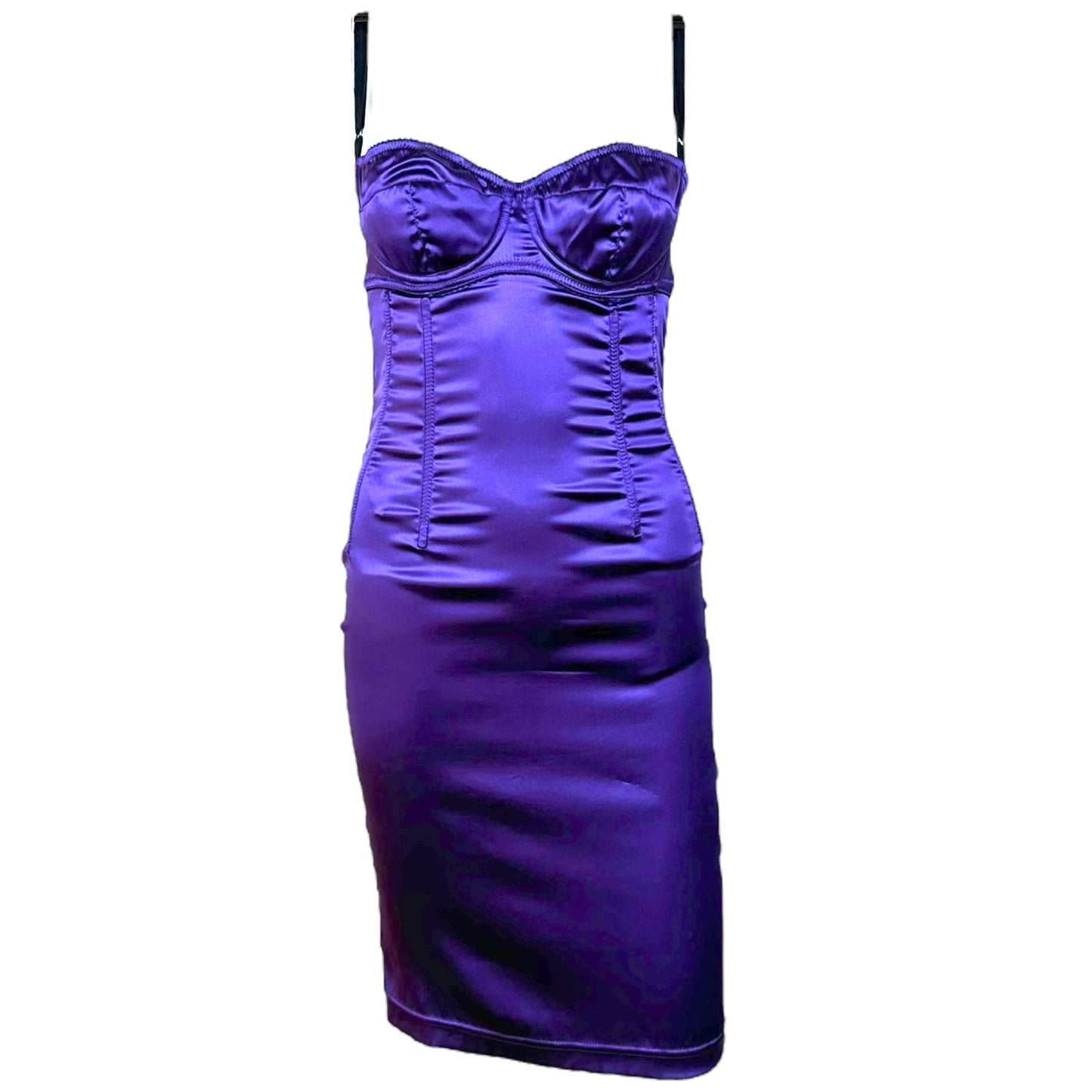 Dolce & Gabbana Purple Silk Corset Midi Dress