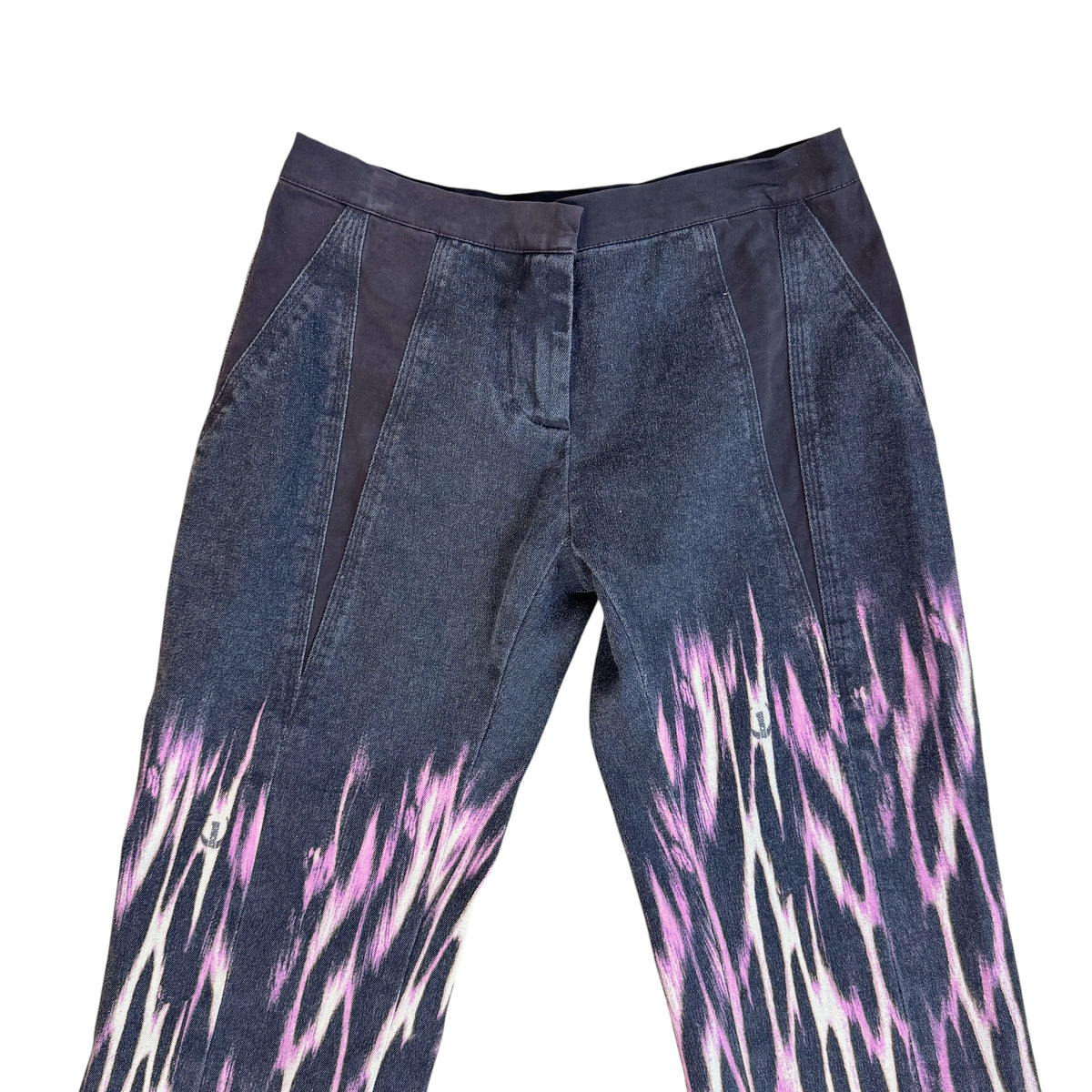 Just Cavalli Low Rise Flare Jeans Purple Pink Leopard Print