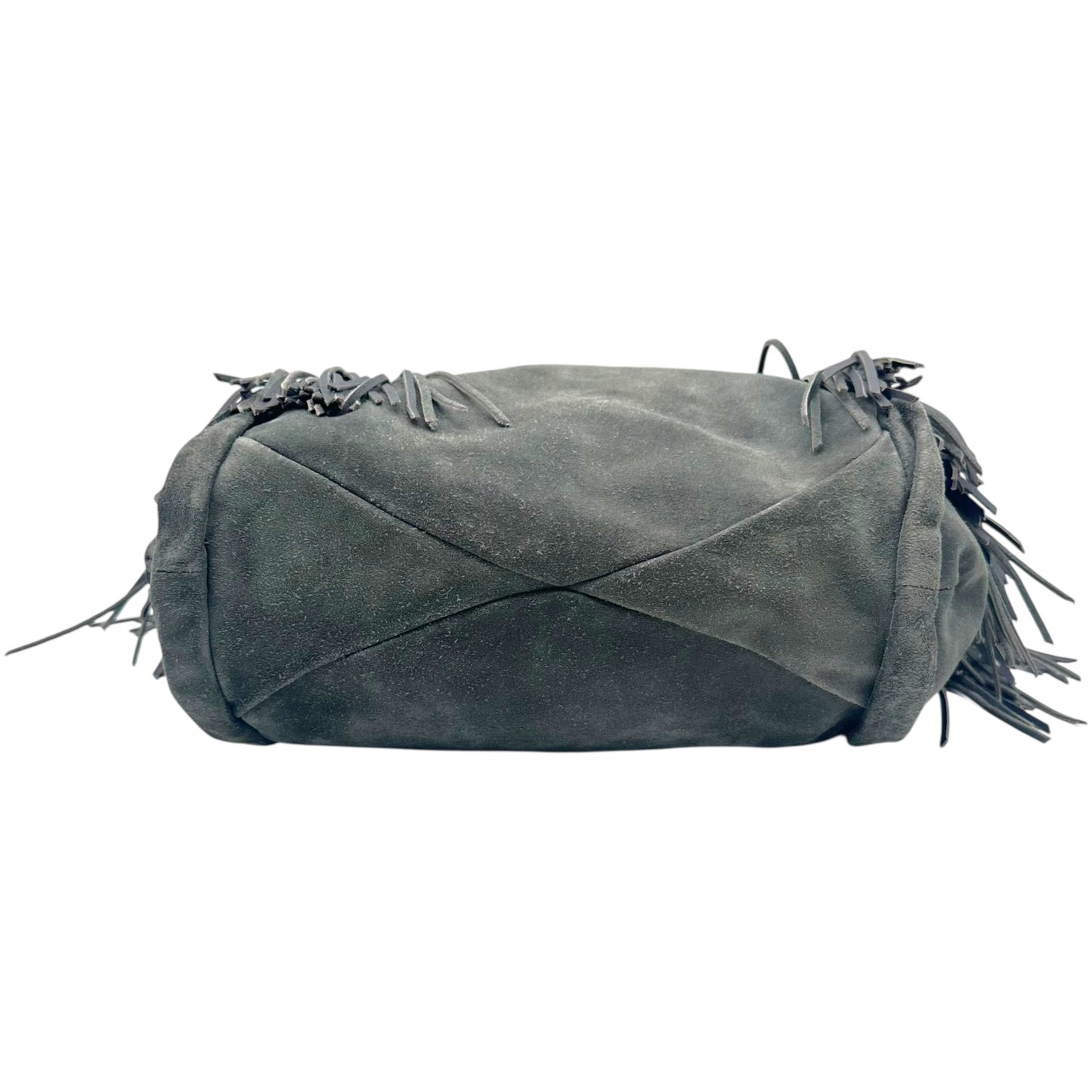 Celine Dark Gray Suede Fringe Trim Hobo Bag