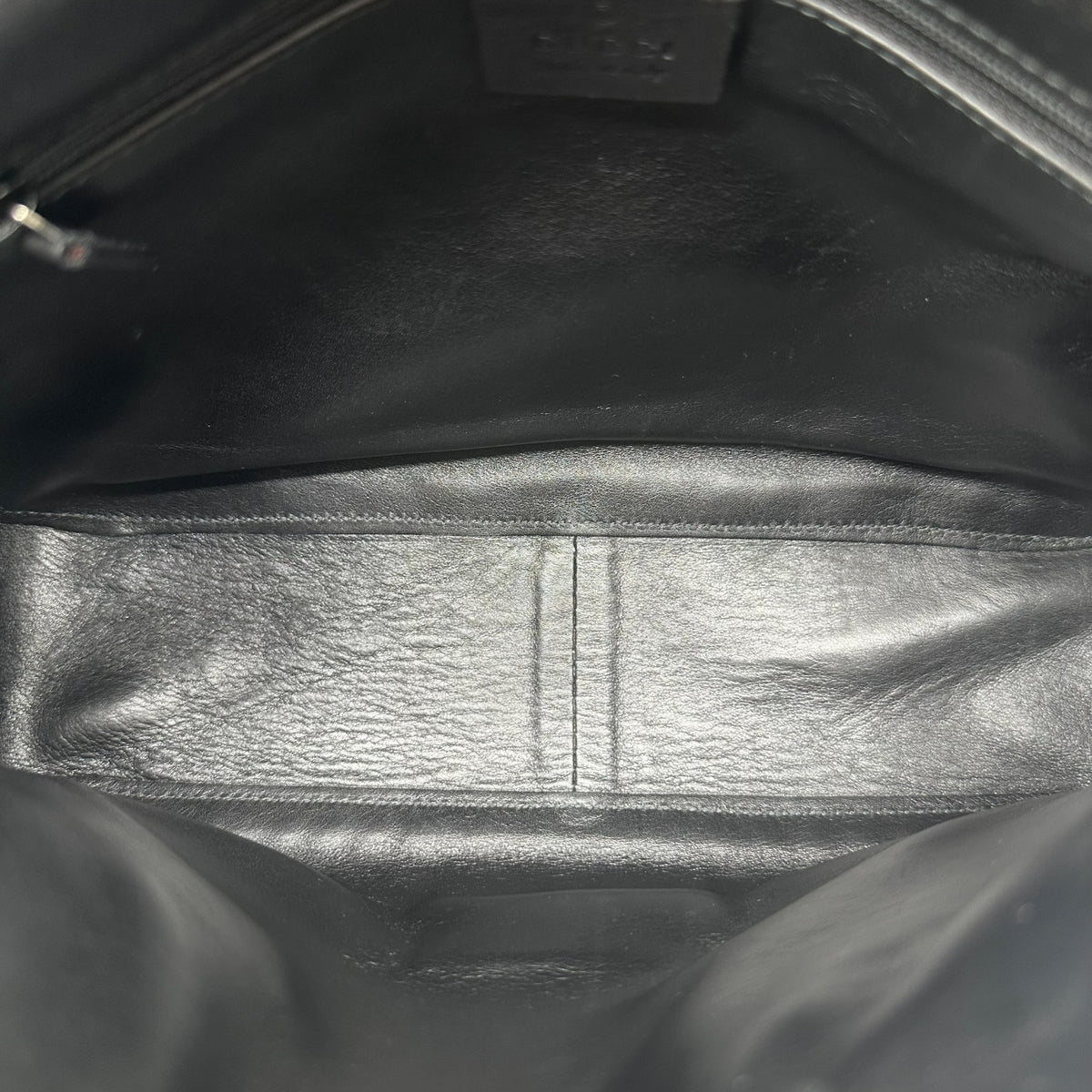 Gucci Black Embossed Suede Shoulder Bag with Metal Strap