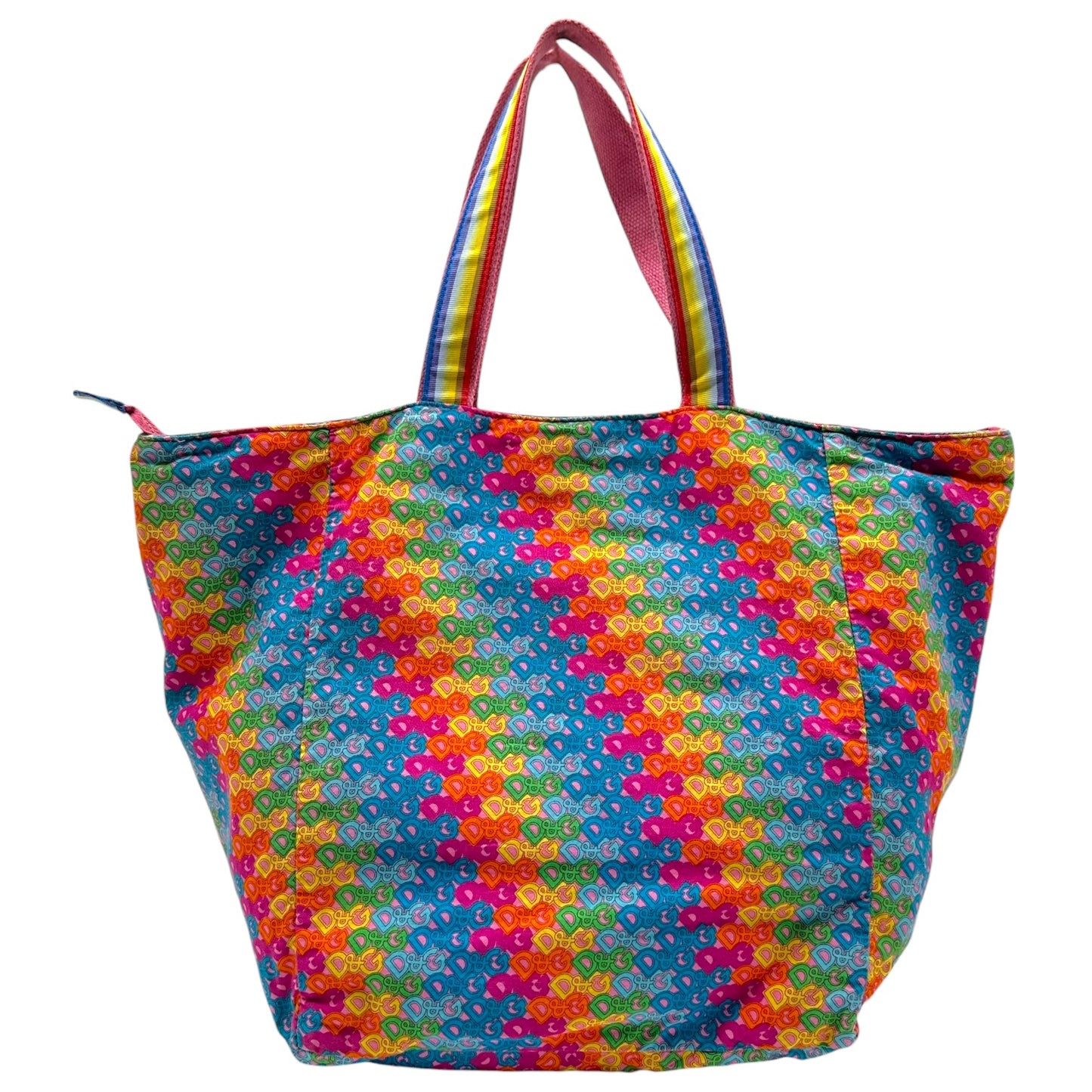 D&G Beach Tote Bag Rainbow Logo Durable Fabric