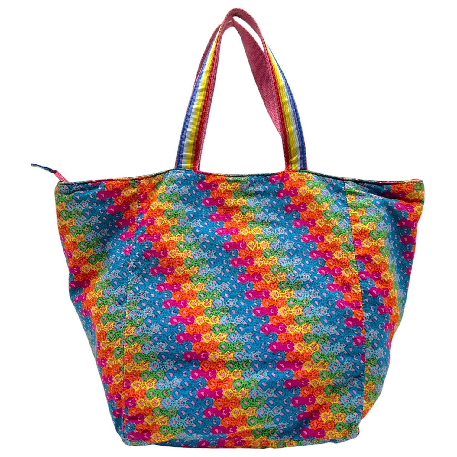 D&G Beach Tote Bag Rainbow Logo Durable Fabric