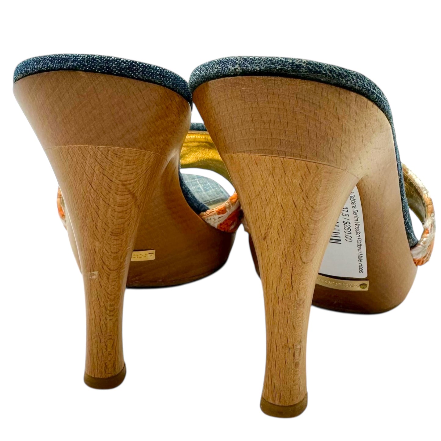 Dolce & Gabbana Denim Wooden Platform Mule Heels
