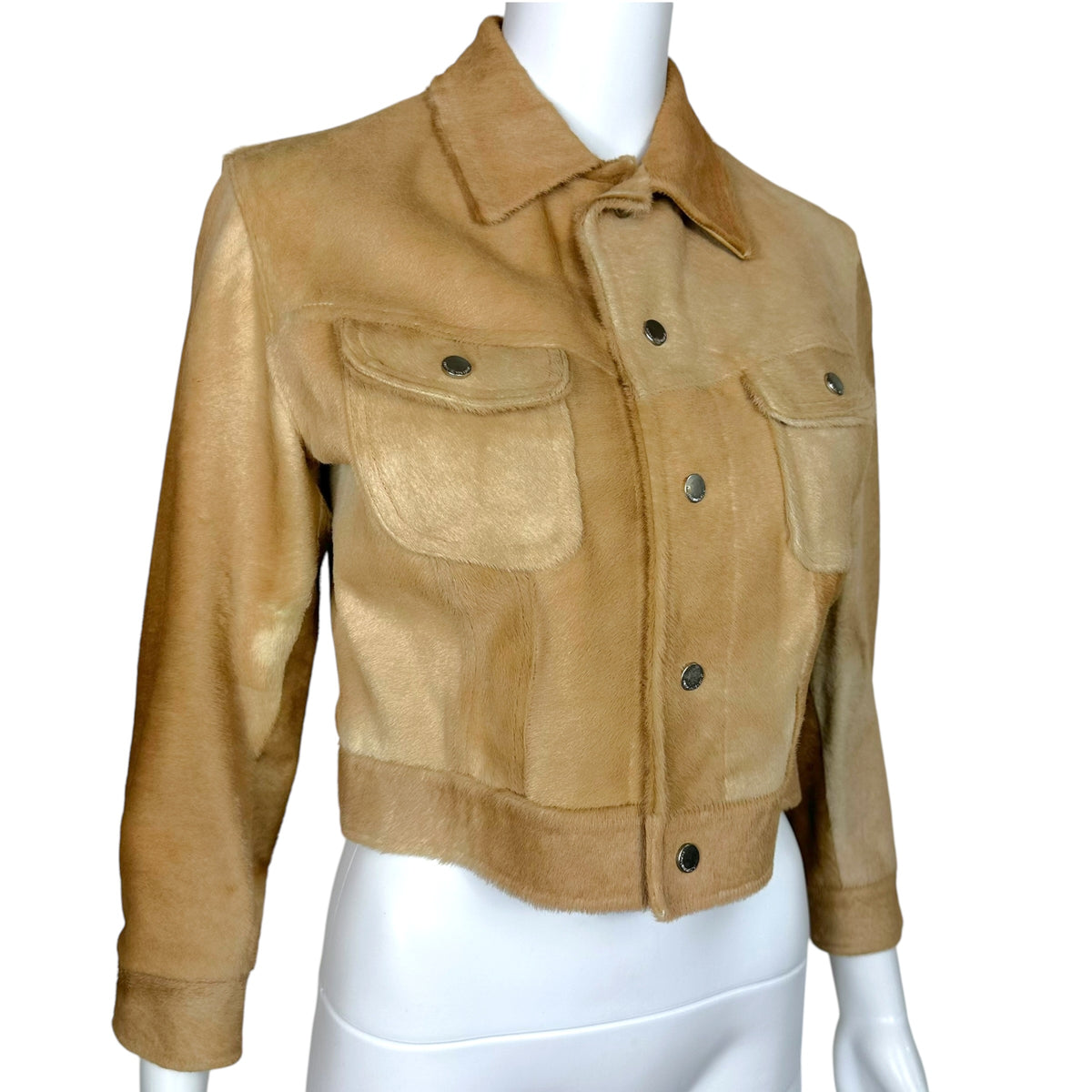 Ralph Lauren Black Label Tan Ponyhair 3/4 Sleeve Jacket