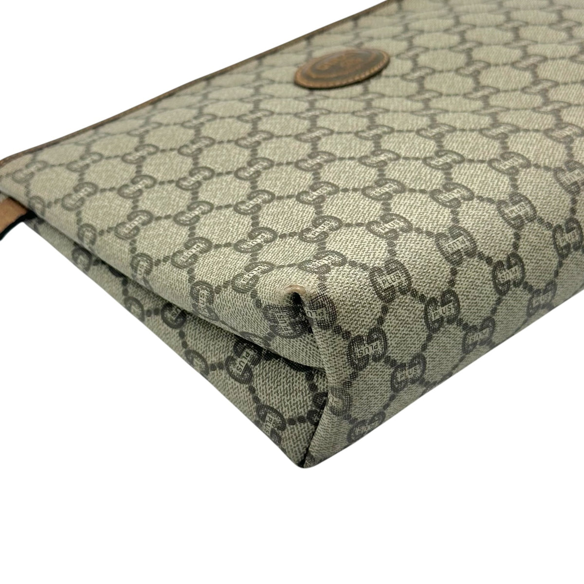 Gucci Plus Beige Monogram Zippered Pouch Bag