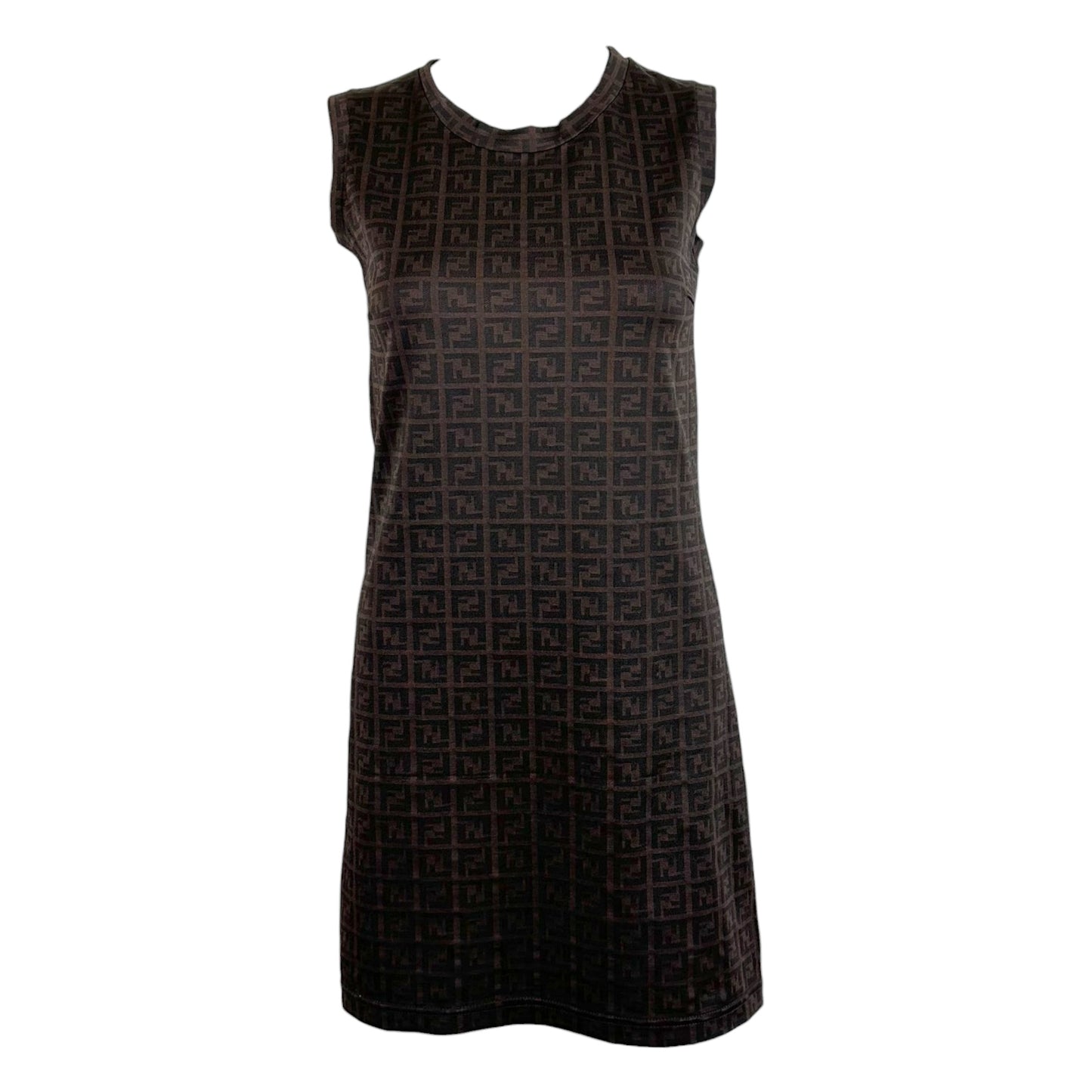 Fendi Mini Dress Brown Black Zucca Monogram Sleeveless