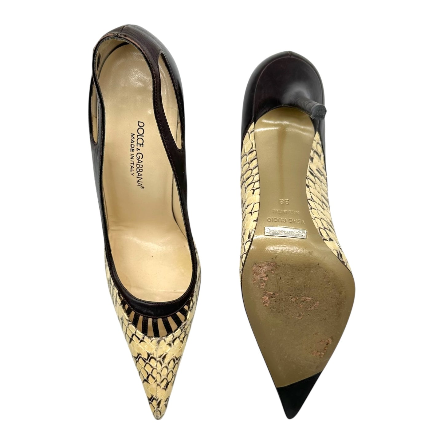 Dolce & Gabbana Ivory Python Pointed Toe Heels