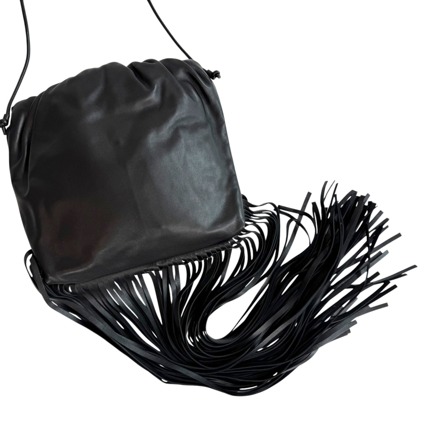 Bottega Veneta Black Fringe Pouch Shoulder Clutch Bag