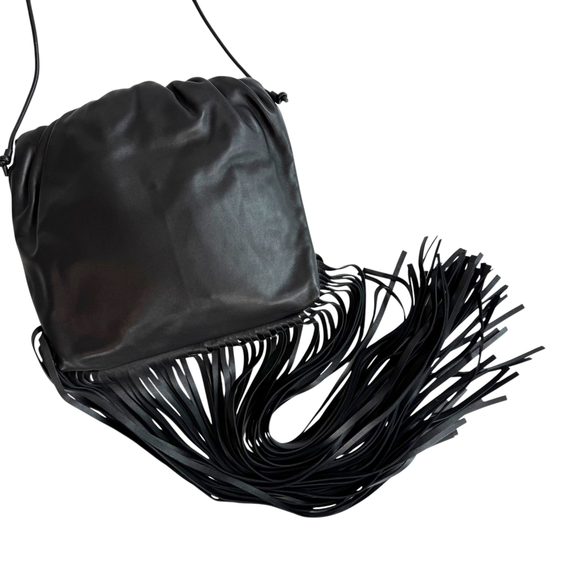 Bottega Veneta Black Fringe Pouch Shoulder Clutch Bag