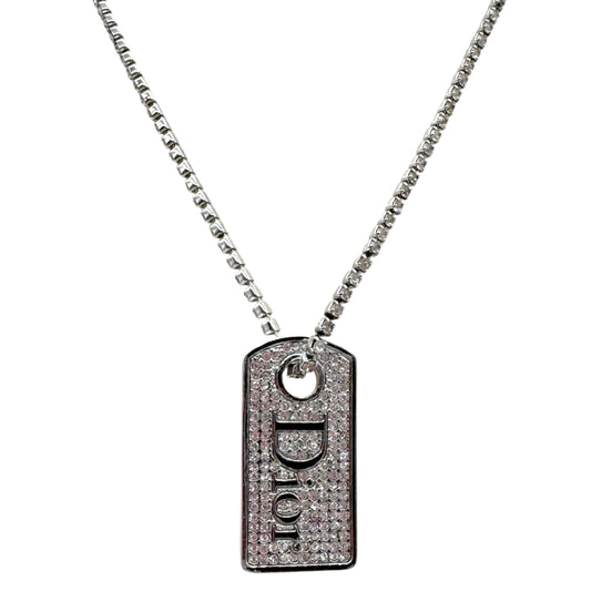 Christian Dior Silver Rhinestone Tennis Chain Necklace