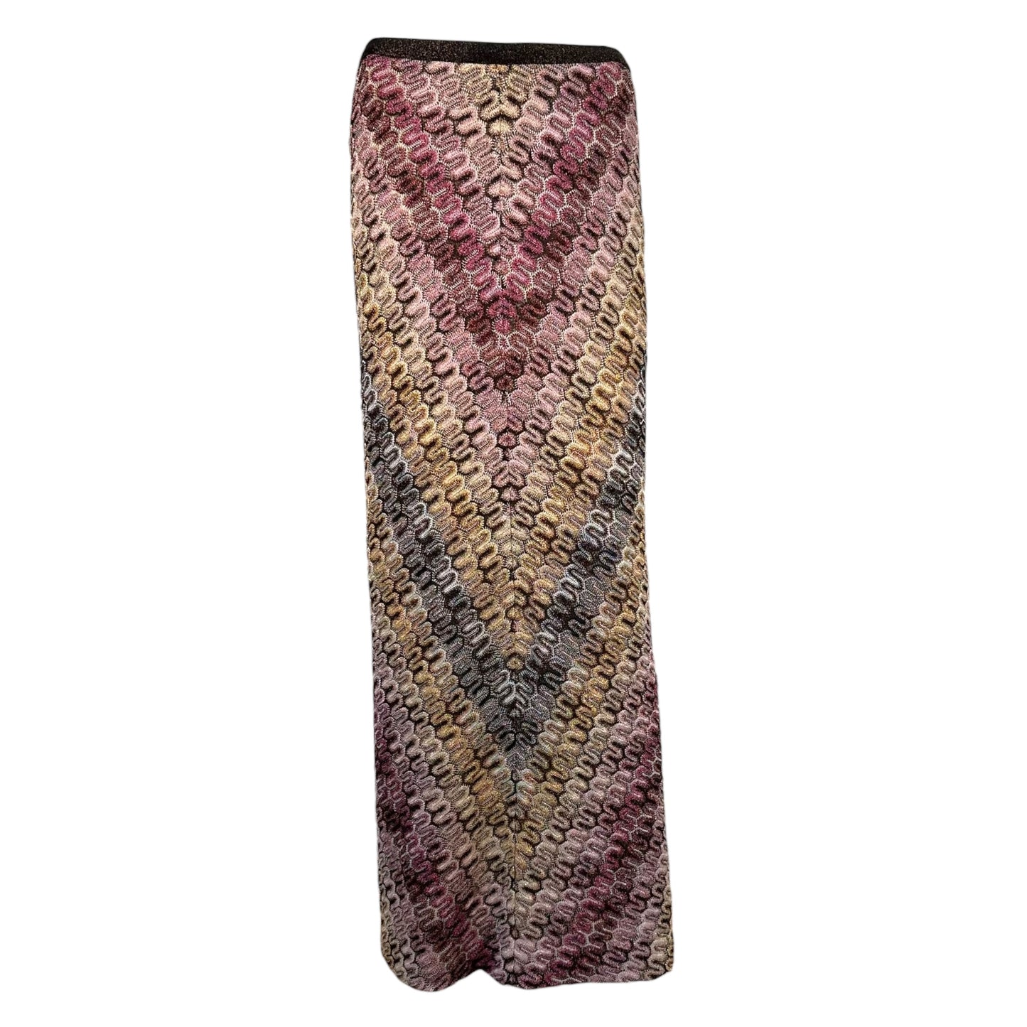 Missoni Purple Multicolor Metallic Chevron Knit Maxi Sirt