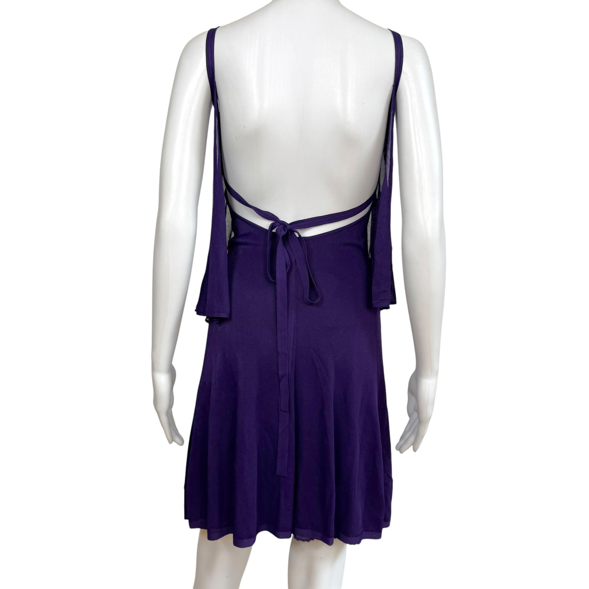 Chanel Spring 2009 Deep Purple Tie-Back Ruffle Knit Midi Dress