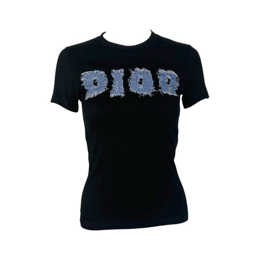 Christian Dior S/S 2002 Black Denim Logo T-Shirt NEW