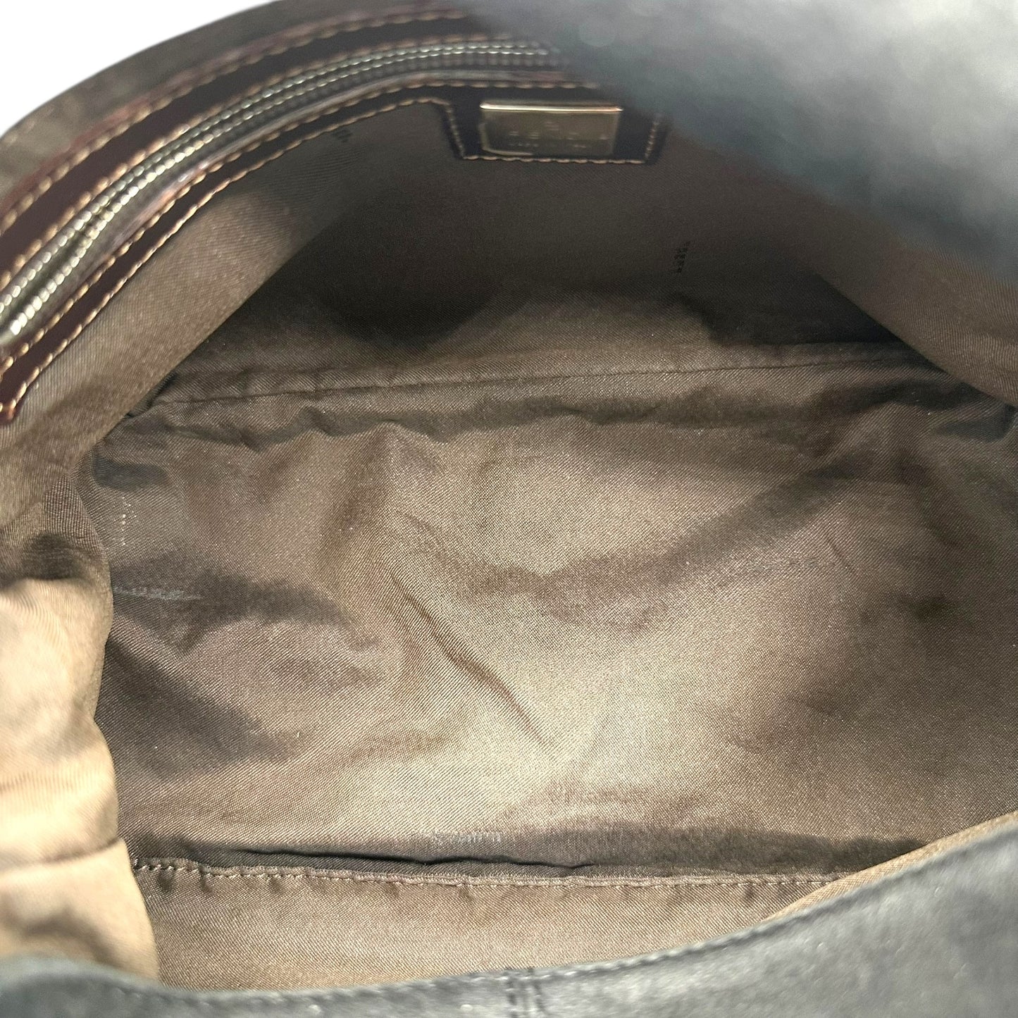 Fendi Black Suede & Brown Leather Trim Square Baguette Bag